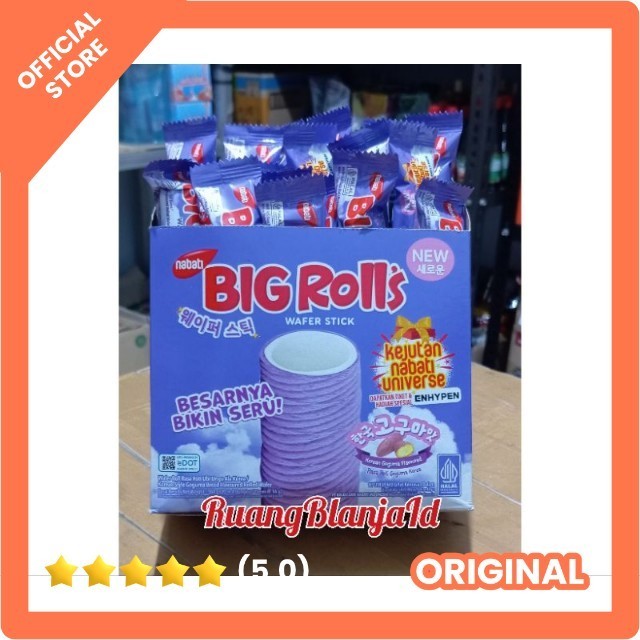 

Nabati wafer BIG ROLL'S 16gr Stick Astor isi Ubi ungu korean goguma