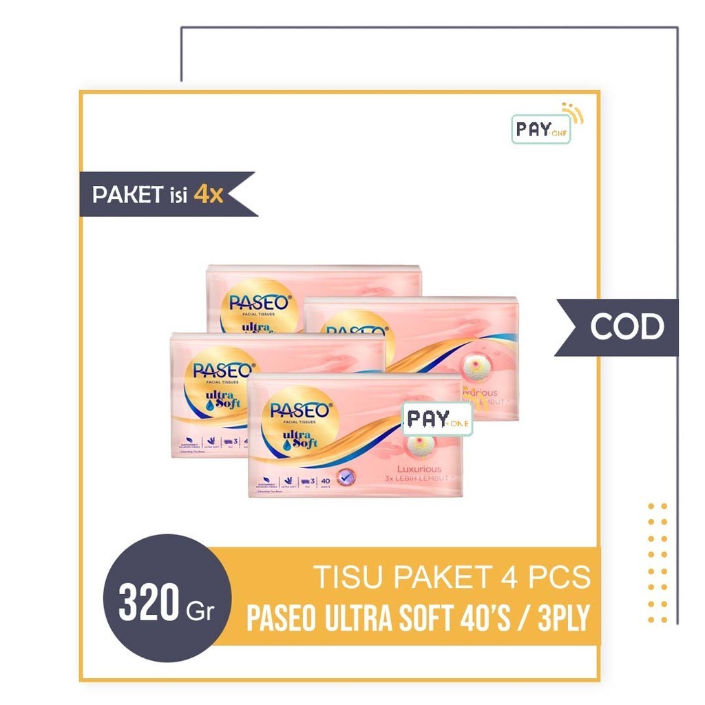 Paseo Ultrasoft Tissue Facial Travel Pack 40s Paket isi 4