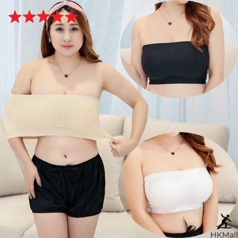 LU Tube Crop Top Kemben Seamless Bra Chest Three-Breasted Girl Underwear Tanpa Kawat Plus Size Brale