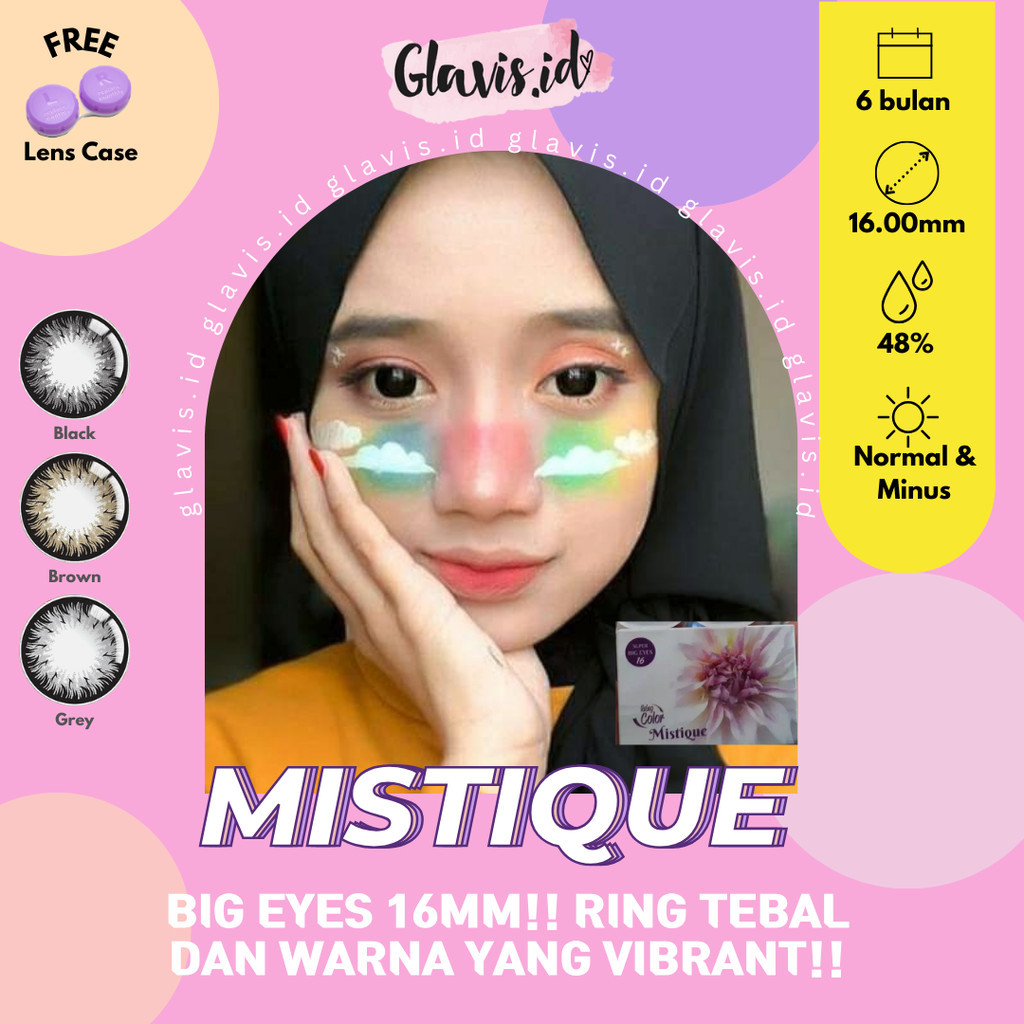 Living Color Mistique Irislab Softlens - black hitam brown grey - FREE Lenscase