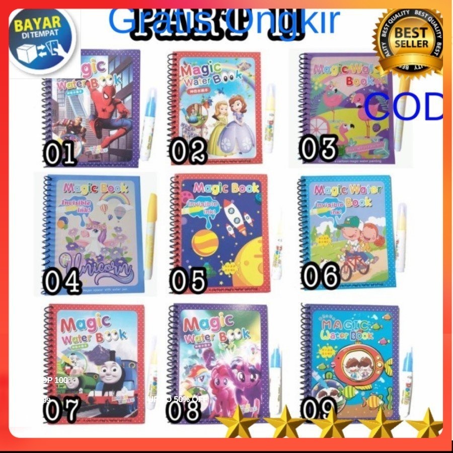 

BUKU GAMBAR AIR AJAIB Magic Water Book mainan edukasi anak pulpen baby Souvenir