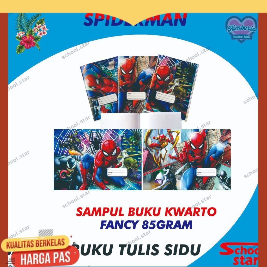 

(ISI 20LEMBAR) SAMPUL BUKU KERTAS KWARTO / SAMPUL BUKU TULIS SIDU 85GR (SPIDERMAN)