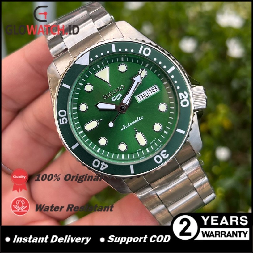 Jam Tangan Pria Seiko 5 Sport SRPD61K1 24 Jewels New Logo Green Dial Automatic Original (Garansi 2 t