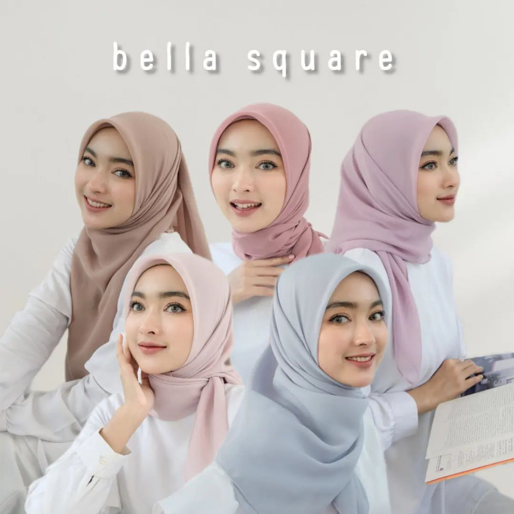 PAKET HEMAT 4 PCS HIJAB BELLA SQUARE PREMIUM//HIJAB SEGIEMPAT POLYCATTON//HIJAB HARIAN//GROSIR HIJAB