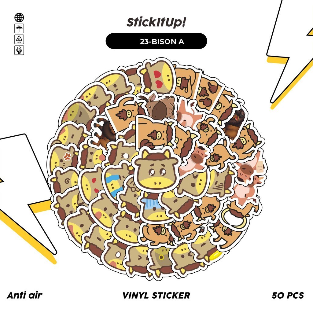 

COD✨ 50 Pcs Stiker Pack Graffiti Motif Kartun Hewan Bison Lucu Lucu Aesthetic Vynil Waterproof untuk Freebies Sticker Buku Journal Casing HP Laptop