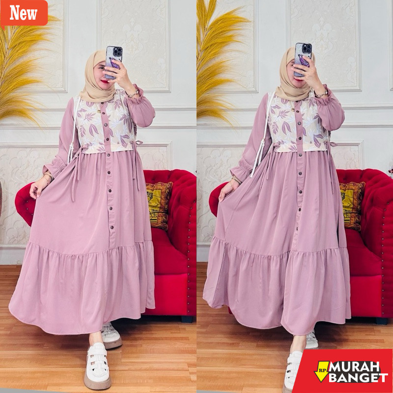 gamis kekinian tahun 2024 ZAHRA dress midi semi gamis (panjang 130cm) krinkel premium