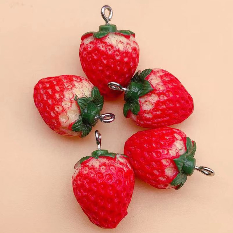 

10pcs Resin Strawberry Charm for Jewelry Making Supplies Necklace Pendant Craft Accessories Keychain Bracelet Earring Materials