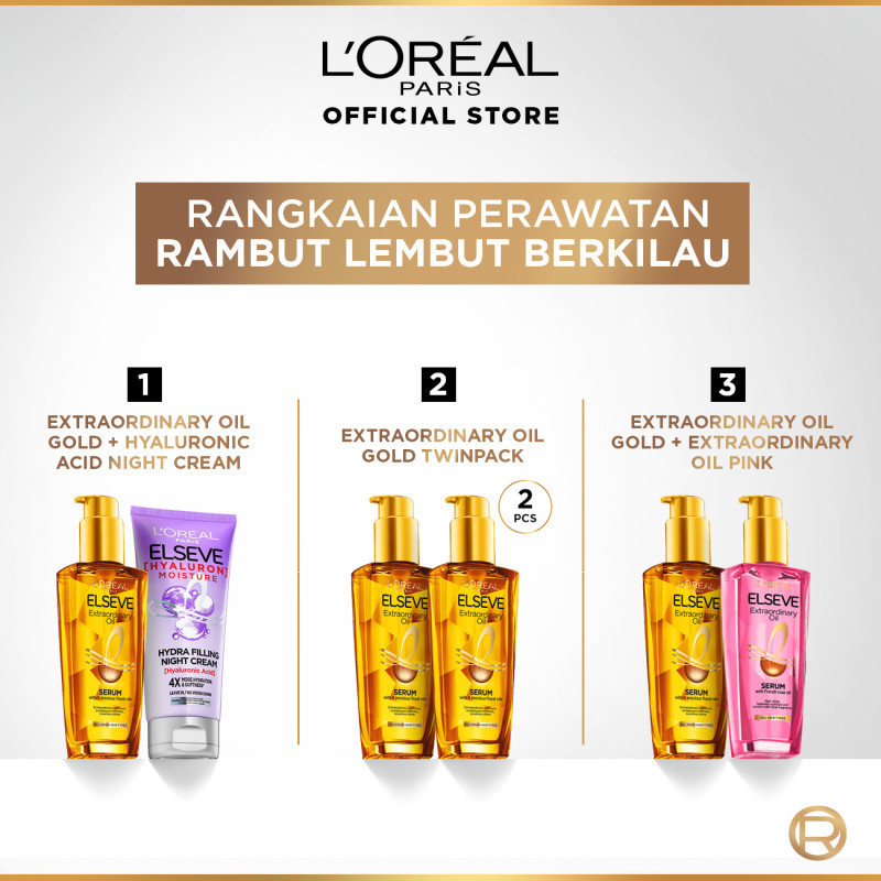 [BUY 1 GET 1] L'Oreal Paris Elseve Extraordinary Oil Gold Hair Serum & Hair Treatment Kit - Rambut H