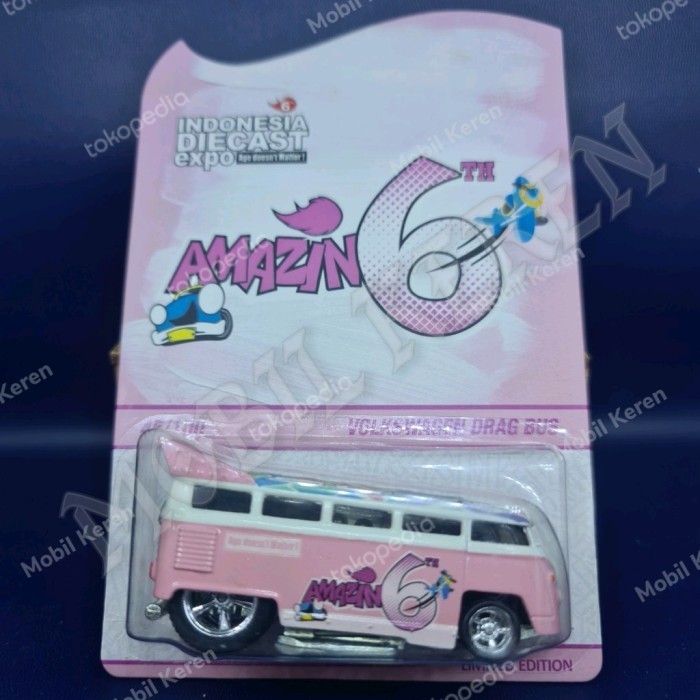 EL99 diecast Hot Wheels 2019 IDE 6 Volkswagen Drag Bus pink Indonesia Diecast Expo 6