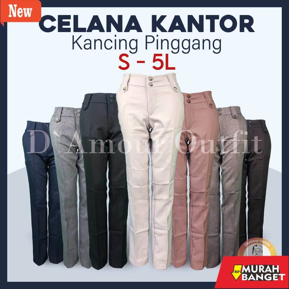 Celana kerja wanita yg viral- Celana Panjang Wanita Polos Saku Pakaian Kerja Formal Kantoran Clana B