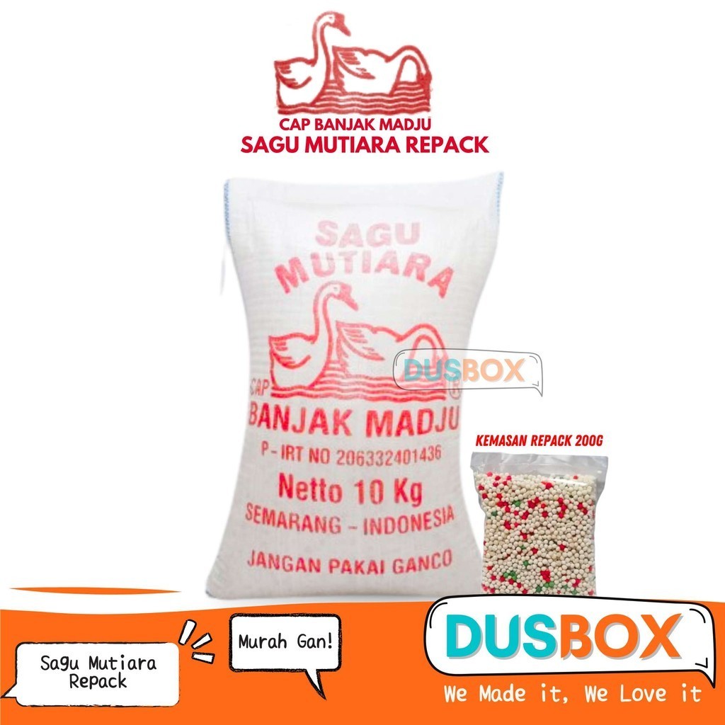 

Sagu Mutiara Cap Banjak Madju Repack / Sagu Mutiara Repack 200g / Sagu Mutiara / Toping Minuman Mutiara / Toping makanan Mutiara