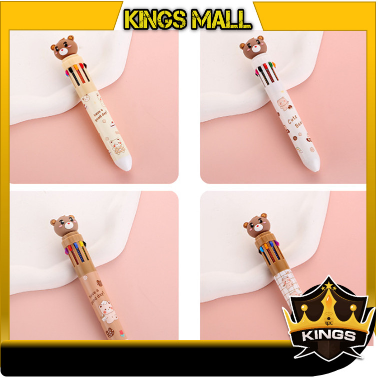 

KINGs - S6271 Pulpen Lucu Motif Teddy Bear / Bulpen Karakter Teddy Lucu 10 Warna Tinta