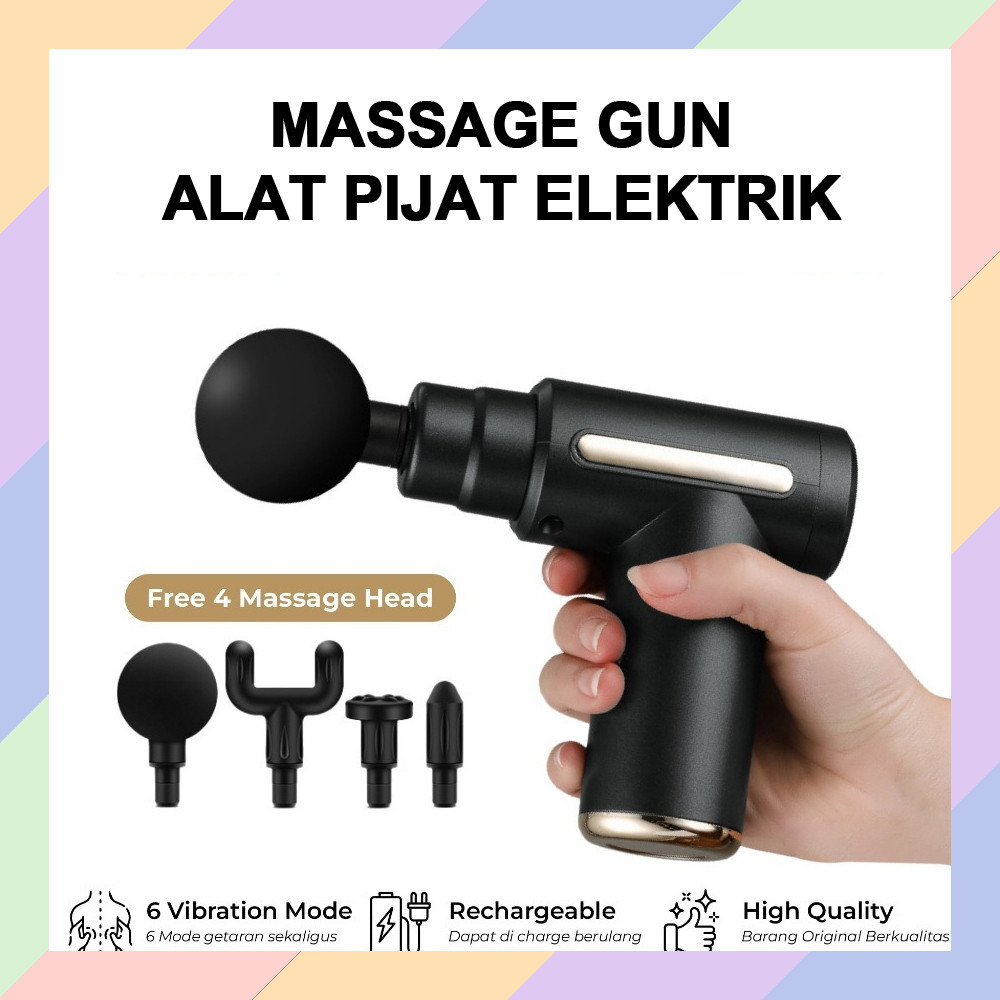AP37 Alat Pijat MASSAGE GUN Elektrik Terapi Otot Cas Rechargeable Relaksasi Getar TGAL