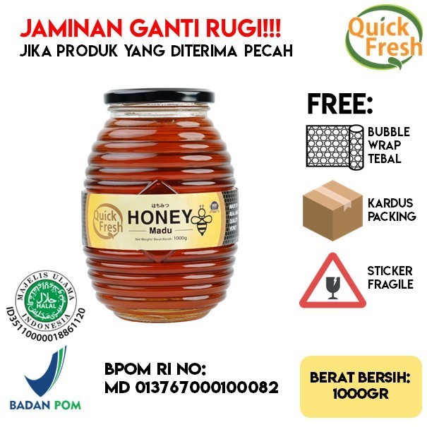 

Distributor Madu Akasia Murah dan Berkualitas Madu Murni Asli Quick Fresh Honey 1 kg (Jar Kaca)