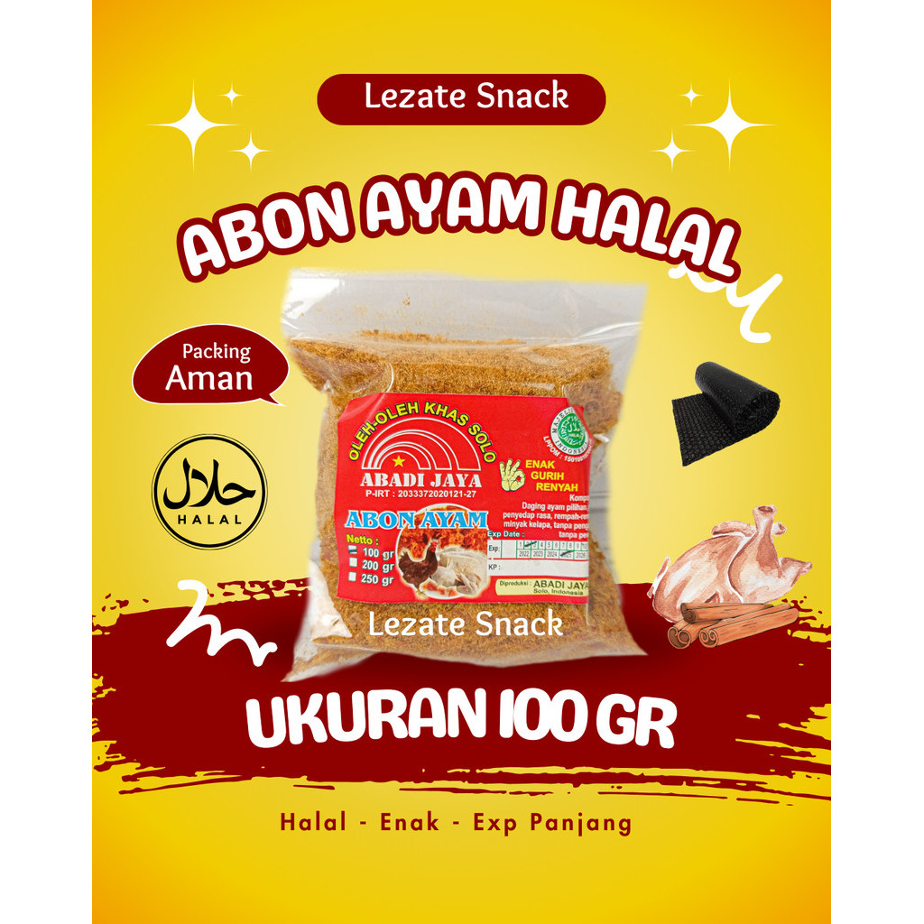 

Abon Ayam Asli 100gr Enak Gurih Murah / Abon Ayam Mpasi Bayi Lembut / Abon Ayam Kiloan Jogja Karwati Tunggal Roso Lezate Snack