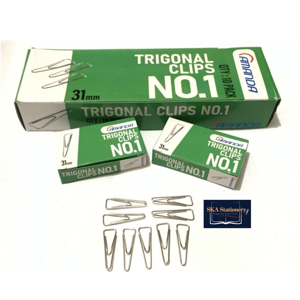 

Penjepit Kertas/Paper Clip/Trigonal Clip Besar No1 31mm Amanda (Pak Kecil)