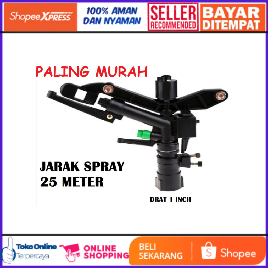 Sprinkler Big Gun Impact Rain Hidra 1 inci SprinklerGun Kincir air Alat Penyiraman Tanaman Sprinkler