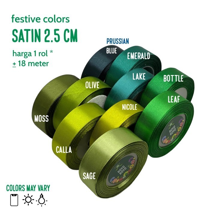 

RIBBON BY ROLL - SATIN | Pita Hijau Satin - LAKE green