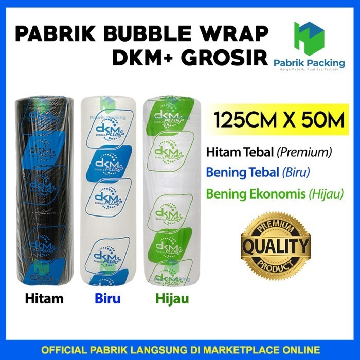 

PLASTIK BUBBLE WRAP BENING MURAH 125CM X 50M / BUBBLE WRAP DKM+ 1 ROLL - 20CM X 50M, Hitam Ekonomis