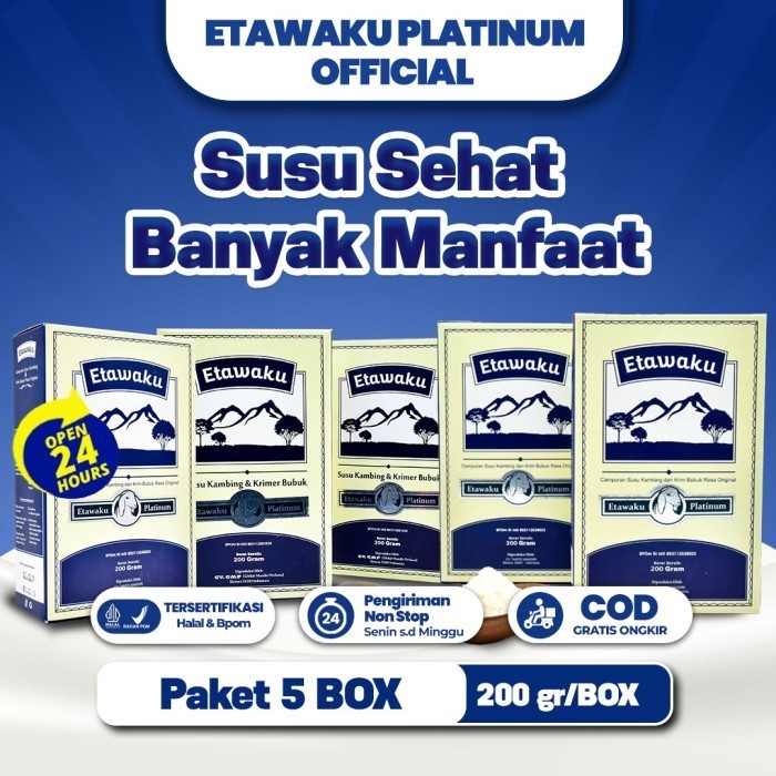 

TERJUAL Etawaku Platinum Paket 5 Box - Susu Kambing Murni + Krimer Bubuk