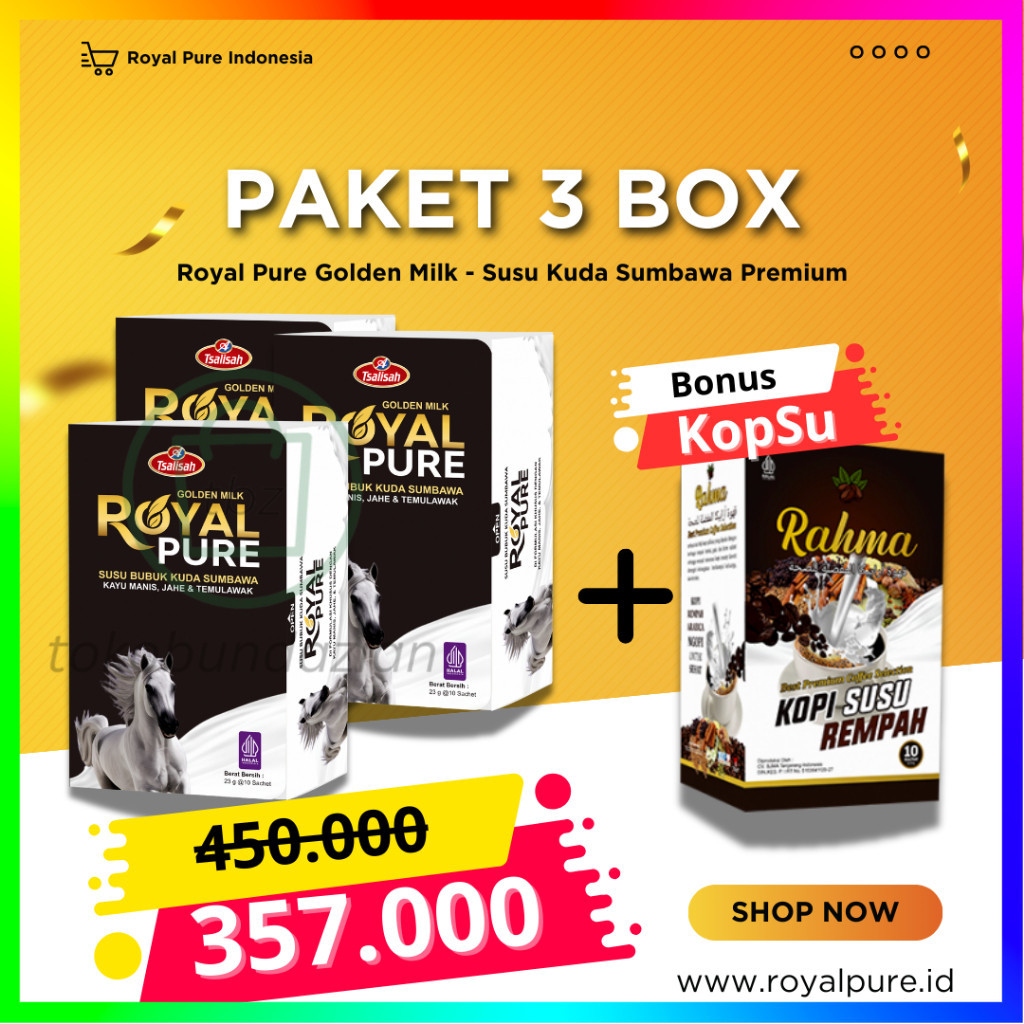 

[Paket 3 Box] Royal Pure Susu Kuda Sumbawa Premium - 100% Orginal