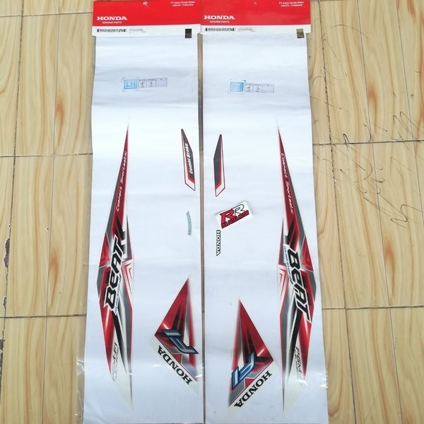 grafik graphic stripe striping body bodi original ori honda beat fi esp tahun 2015 merah putih merah