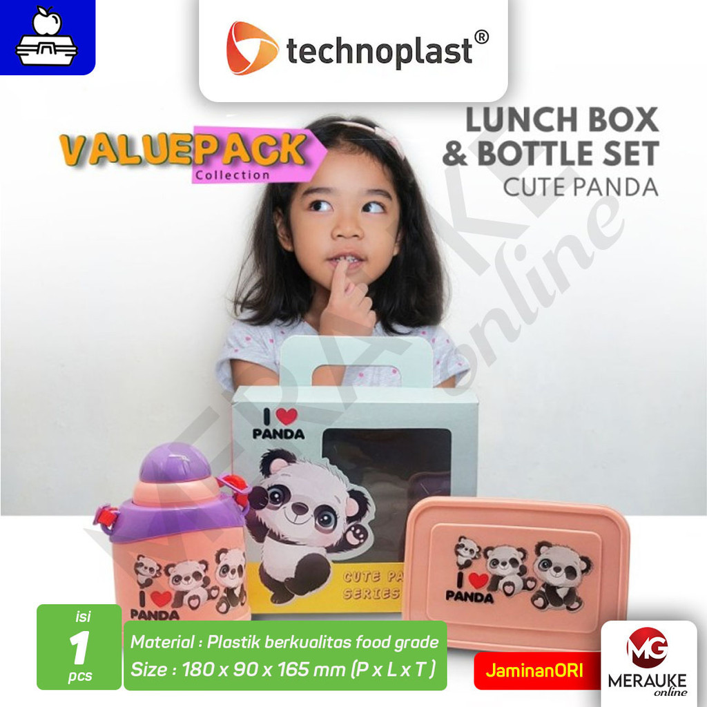 Technoplast Cute Panda Value Pack Set Tempat Makan & Minum