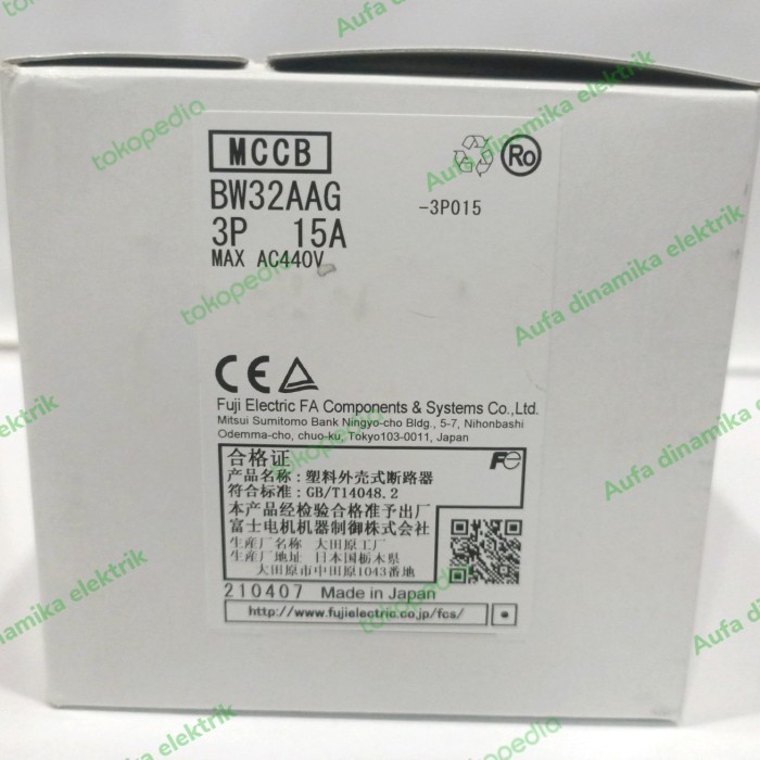 AC99 BW32AAG-3p 15A Mccb Fuji Bw32aag 3p 15A