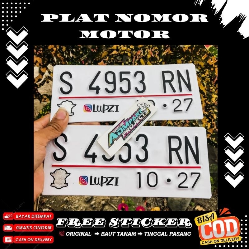 PLAT NOMOR MOTOR WARNA PUTIH//PLAT NOMOR BAUT TANAM