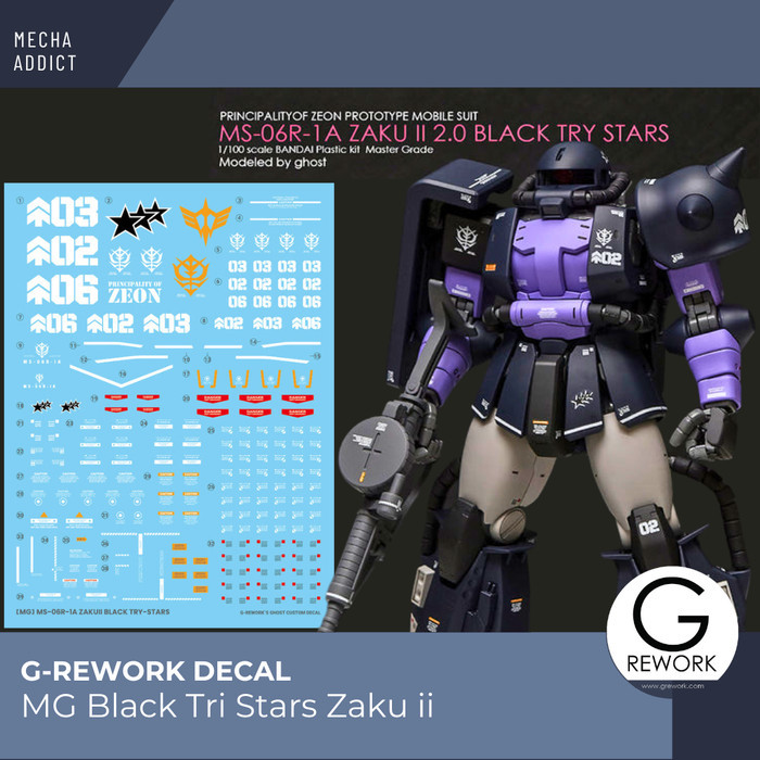 Water Slide Decal MG Black Tri Stars Zaku ii by Grework - Original
