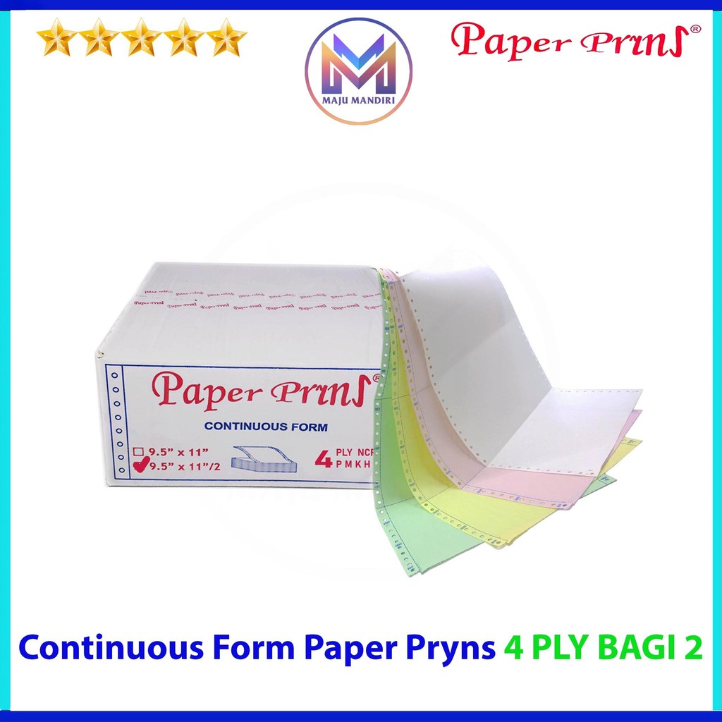 

Kertas Continuous Form 4 Ply Bagi 2 Paperpryns / Ukuran 9,5x11/2