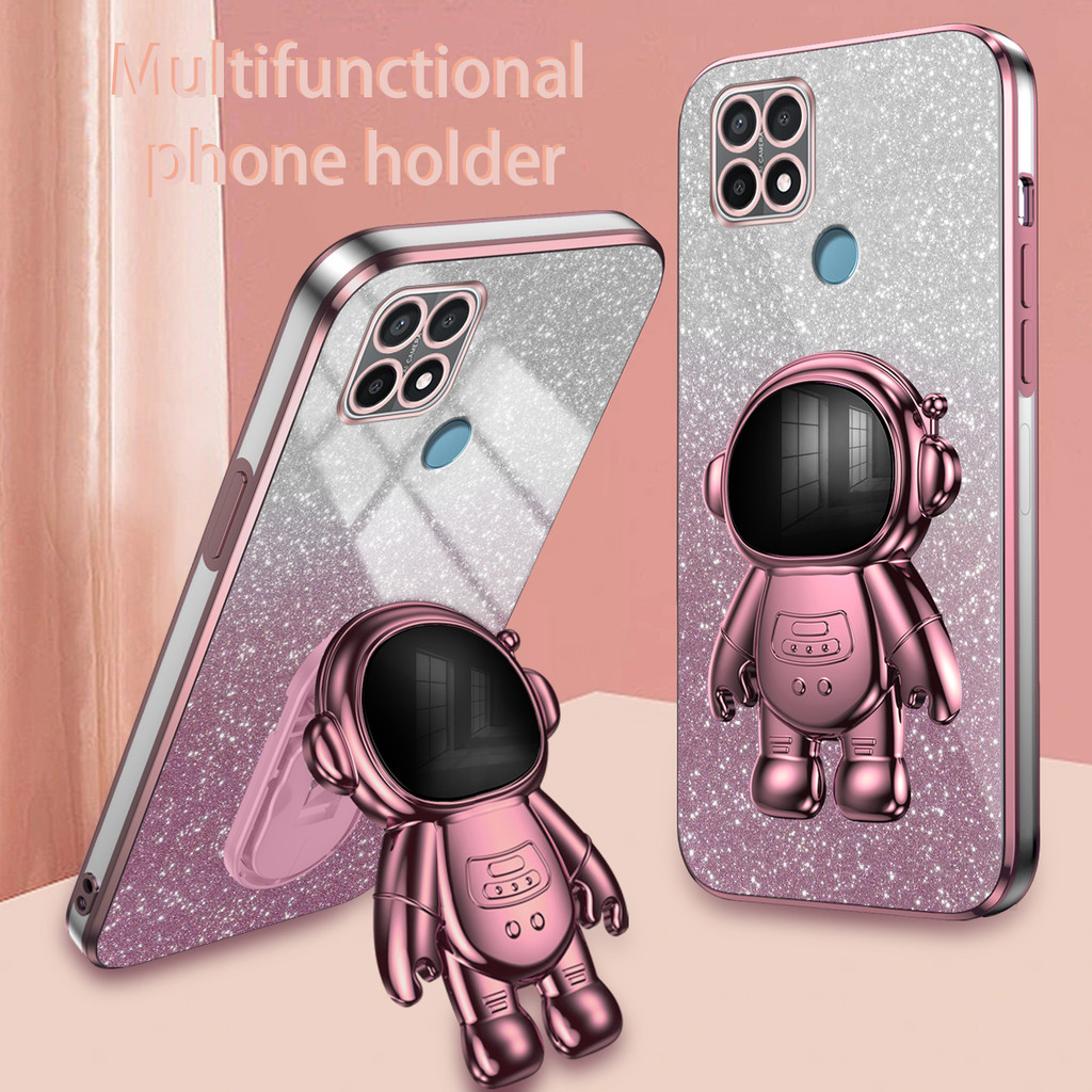 For OPPO A15 A15S A35 4G Case Soft Clear Glitter Electroplating Shine Gradient Plating transparent B
