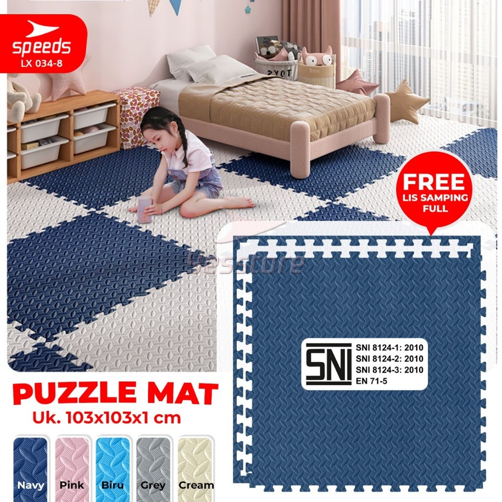 SPEEDS Evamat 103x103cm 10mm Matras Puzzle Karpet Puzzle Matras Eva Alas Lantai Susun Bermain Bersta