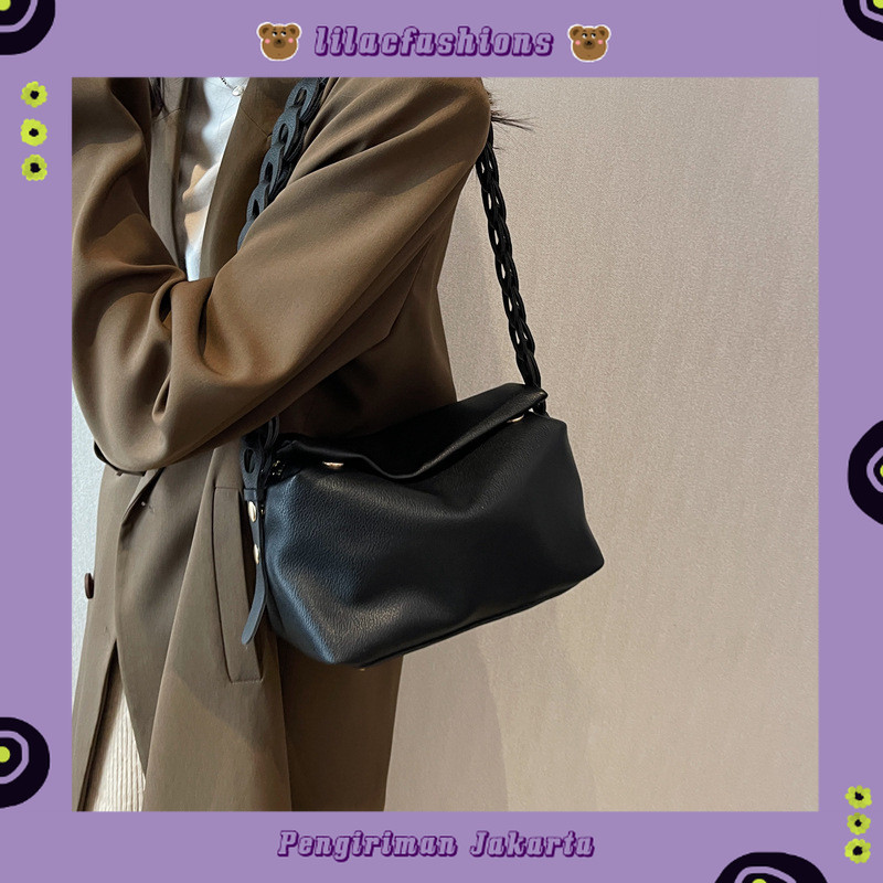 2123 TAS SELEMPANG WANITA 2 TALI SHOULDER BAG TAS BAHU KULIT POLOS TAS KERJA SIMPLE ELEGAN