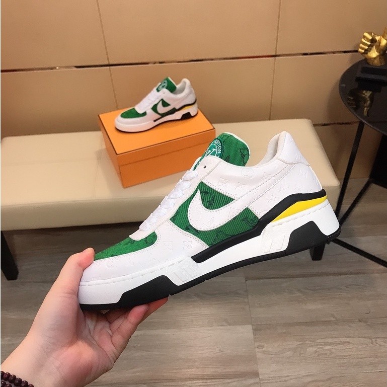 Louis Vuitton x Nike Air Force1 Low Cut Basketball Shoes Sneakers Men and Women White/Green