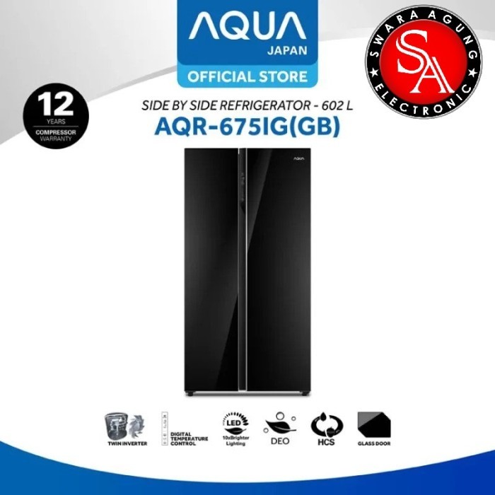 Kulkas Side By Side AQUA Japan Type: AQR-657IG (Khusus Medan)
