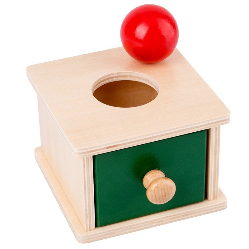 Montessori Object Permanence Coin Box Drawer Ball Permanent Apparatus Toddler Wooden Box Sensory Toy