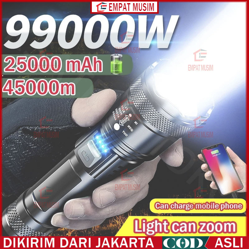 Senter Super Terang XHP50 10000 Lumens Jarak Jauh Waterproof / Senter Super Terang LED Anti Air Sent