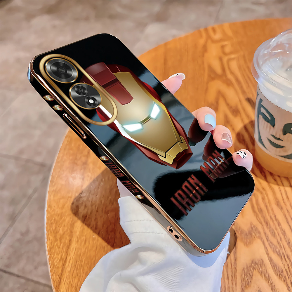 Casing Hp OPPO A79 5G F7 F9 F11 Pro F5 Plus Luxury Plating TPU Softcase Marvel Iron Man Back Cover S