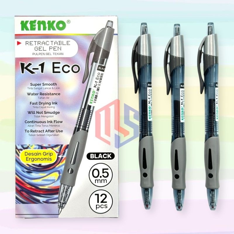 

Pulpen Ballpoint Pen Gel Kenko K-1 Eco Warna Hitam Ecer 1pcs 1 Buah Pena Model Klik Click