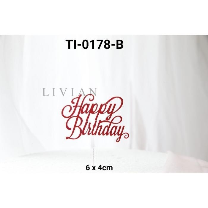 

lv GR-TI-0178 Cake topper tulisan plastik happy birthday ulang tahun - TI-0178-A EMAS