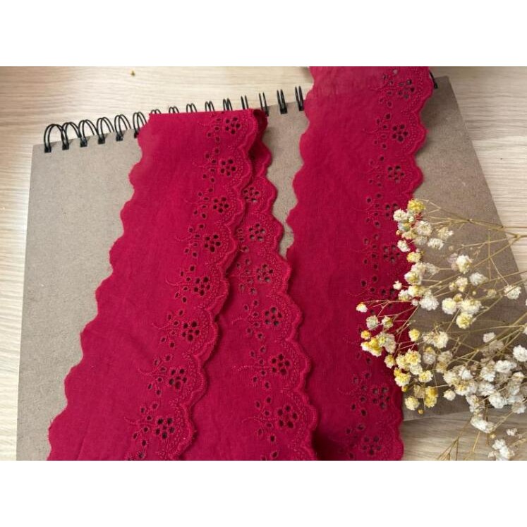 

2 Meters Red 100% Cotton Embroidered Lace Fabrics Women's Clothing Diy Cotton Lace Trim Cloth 5cm