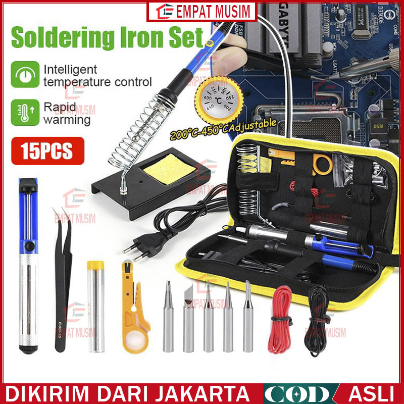 PAKET SOLDER LENGKAP 60 WATT DAN AKSESSORIS CEPAT PANAS SUHU BISA DIATUR Solder Listrik 1 Set 60 Wat