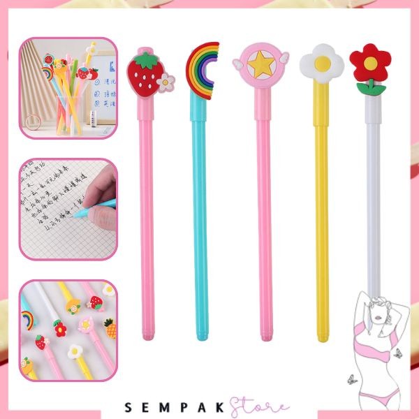 

SS Pulpen Gel Karakter Kartun Buah Pena Karakter 3D 0.5mm Lucu Pen Cute Student Japanese Alat Tulis Kantor Sekolah Tinta Cair Ujung Lancip