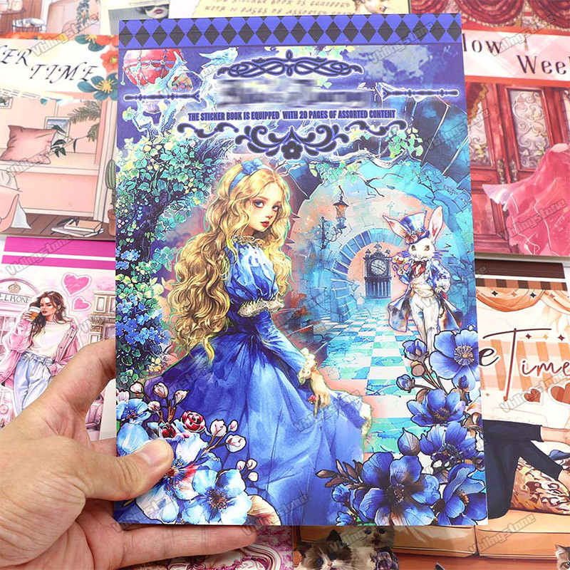 

20sheets Girls Sticker Book Die Cut Decorative PET Paper Stickers for Diary Scrapbooking Supplies Aesthetic Stationery