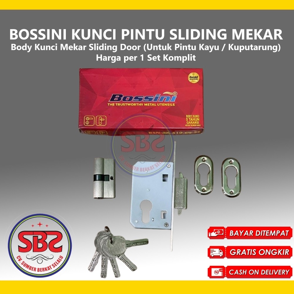BOSSINI KUNCI MEKAR - KUNCI PINTU SLIDING KAYU - KUNCI SLIDING DOOR KAYU MODEL MEKAR