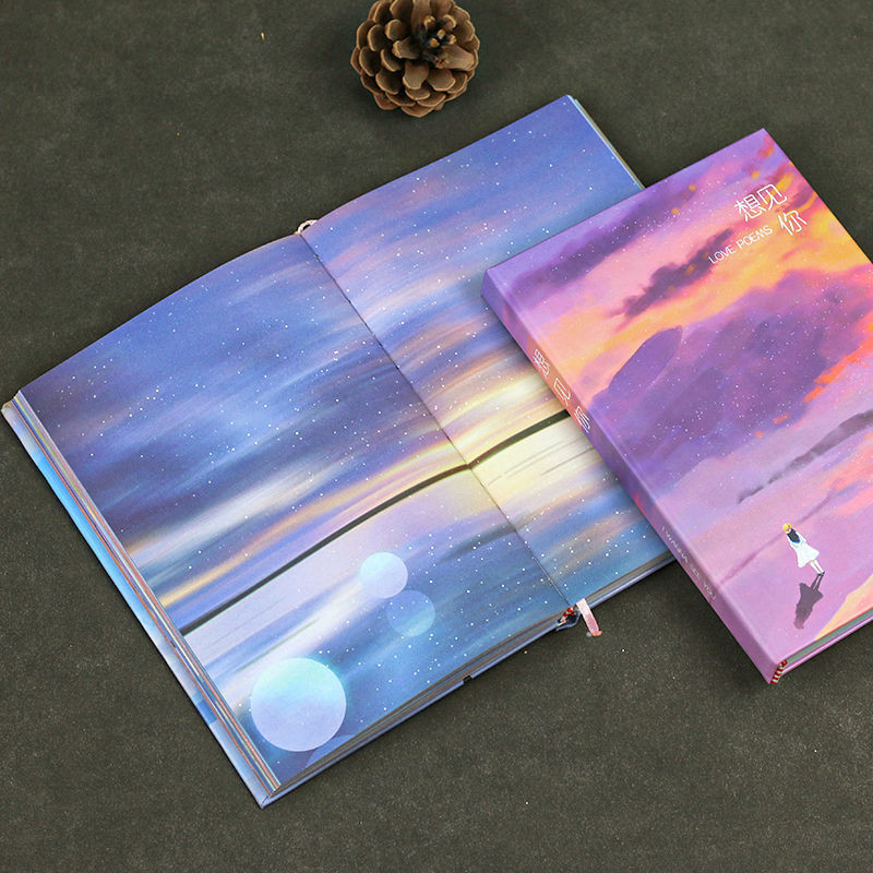 

Full Color Page Notebook Beautiful Cute Diary 112 Sheets Student Hardcover Notepad