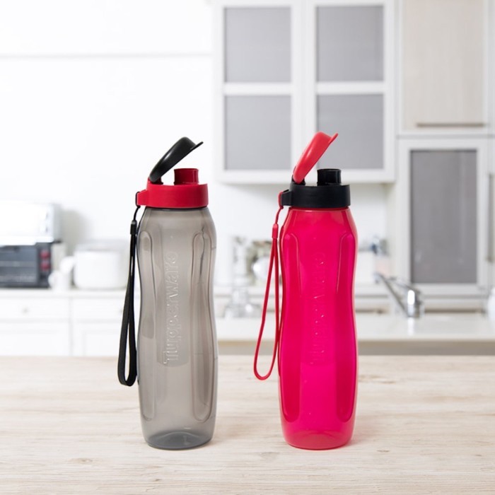 ✨NEW✨ -botol air minum eco 1liter tupperware warna fanta dan hitam 2pcs promo - 1L ungu