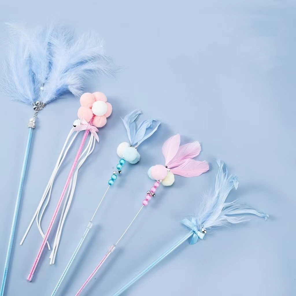 Mainan kucing Tongkat Kucing Premium Tongkat Bulu Kucing Mainan Bulu Kucing Mainan Tongkat