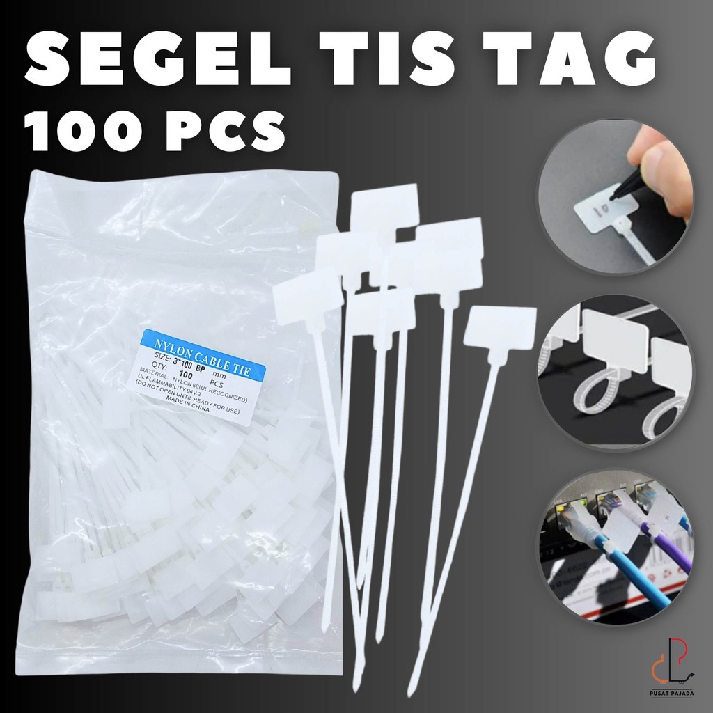 

Kabel Tis Tie Ties Cable Tali Pengikat Label Nama Name Tag Segel Truk Container Koper Panel Listrik Kuat Anti Lepas Isi 100 pcs